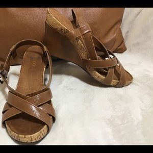 Brown strappy wedge sandals size 8 1/2